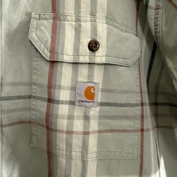 Carhartt Green Plaid Casual Button Down Shirt - Picture 3 of 3